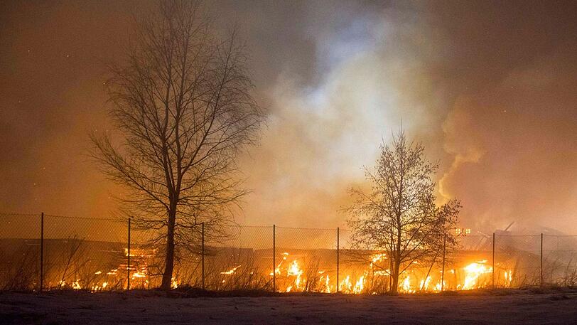 Ein Putenmastbetrieb in Petting wurde in der Nacht auf Mittwoch bei einem Feuer völlig zerstört. Die Bilder vom Einsatz.