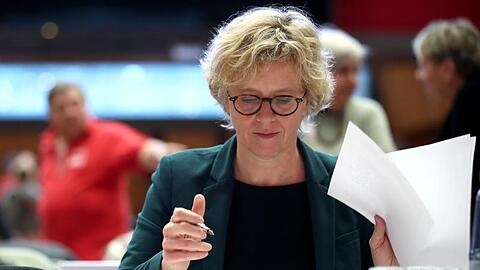 Landesvorsitzende der SPD in Bayern Natascha Kohnen beim Landesparteitag. Foto: Daniel Karmann