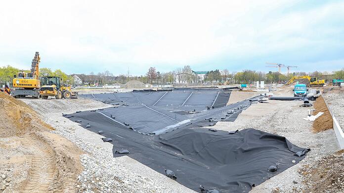 Hieraus wird bald ein See entstehen, angelegt für die Bayerische Landesgartenschau 2024 nahe dem Neuen Rathaus in Kirchheim.