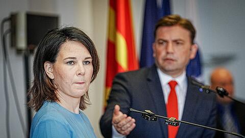 Außenministerin Annalena Baerbock bei ihrem Besuch in Nordmazedonien.