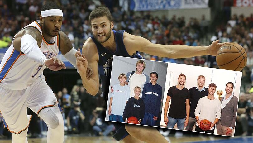 Damals, vor 13 Jahren, und heute (v.l.): Maximilian Kleber, Dirk Nowitzki und Klebers Brüder. Damals, vor 13 Jahren, und heute (v.l.): Maximilian Kleber, Dirk Nowitzki und Klebers Brüder.