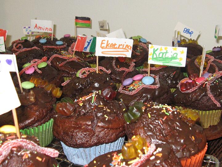 Die Muffins für den Weltkindertag.