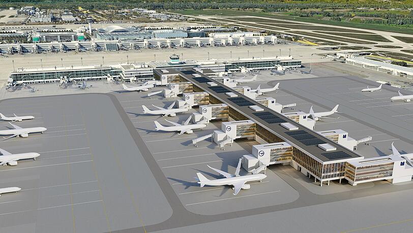 Der geplante "T-Stiel" am Flughafen M&uuml;nchen.