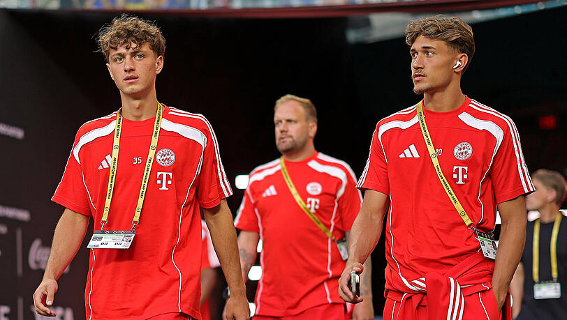War bei der Klub-WM 2025 im Kader des FC Bayern: Maurice Krattenmacher (links), hier mit Tom Bischof. War bei der Klub-WM 2025 im Kader des FC Bayern: Maurice Krattenmacher (links), hier mit Tom Bischof.
