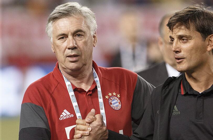 &bdquo;Er macht einen guten Job&ldquo;: Bayern-Trainer Carlo Ancelotti (l.) hält viel von AC-Milan-Coach Vincenzo Montella.