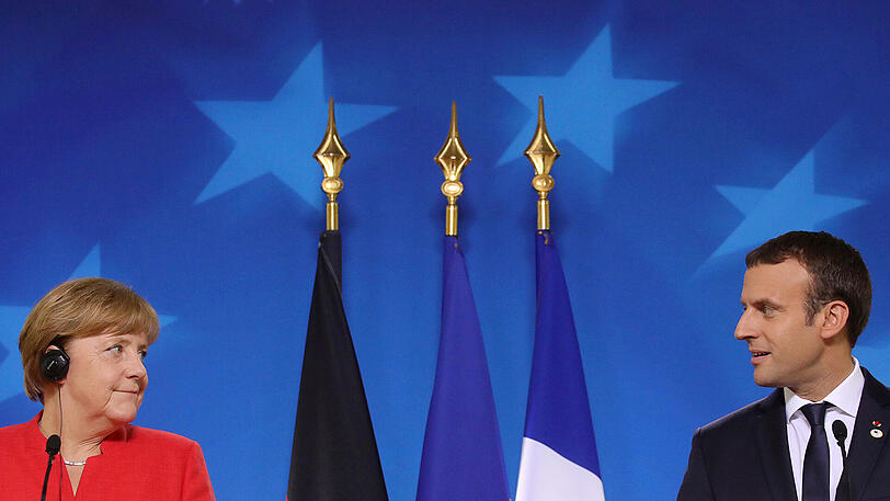 Das neue europäische Führungsduo: Kanzlerin Angela Merkel und der französische Präsident Emmanuel Macron auf der Pressekonferenz beim EU-Gipfel in Brüssel.