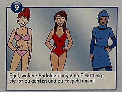 Missverständlich: Das alte Piktogramm, das die Bekleidung in Münchner Bädern reguliert.