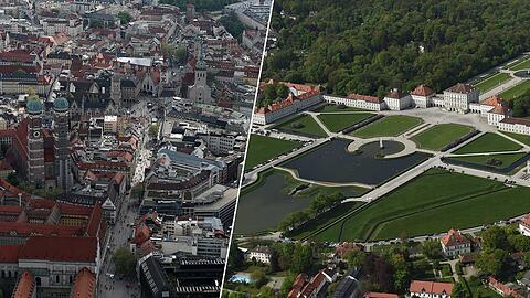 Egal ob Altstadt oder Nymphenburger Park: München von oben ist eine Schau.