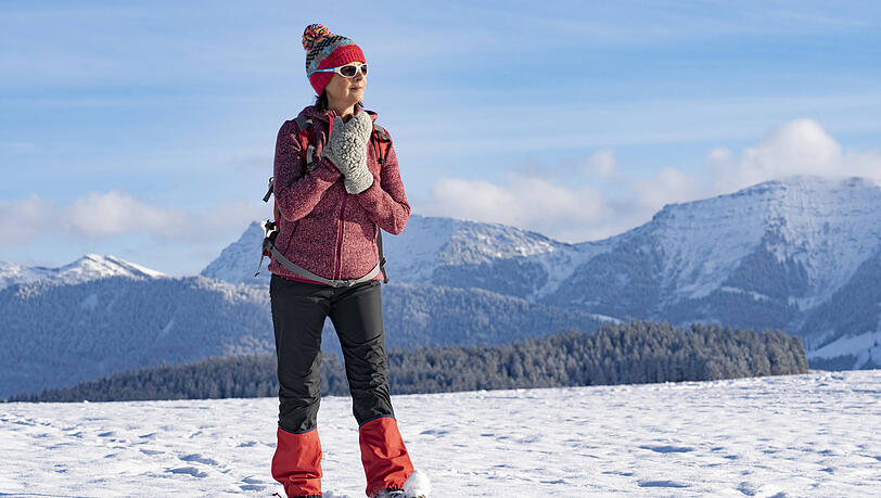 Schneeschuhwanderin in den Allg&auml;uer Alpen. Auch im Allg&auml;u gab es &Auml;rger um mutwillig zerst&ouml;rte Loipen.