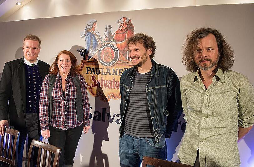 Andreas Steinfatt, Chef der Paulaner- und Hacker-Pschorr-Brauerei, die Kabarettistin Luise Kinseher, der Regisseur Marcus Rosenmüller und der Musiker Gerd Baumann. (v.l.)