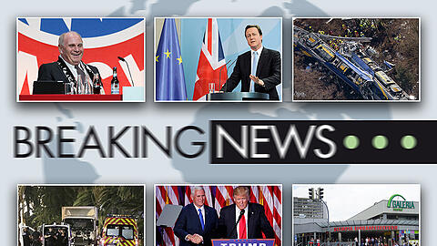 Donald Trump wird zum neuen US-Präsidenten gewählt, der Münchner Amoklauf kostet mehrere Menschenleben und Großbritannien stimmt für den Brexit. Das Jahr 2016 in 100 Eilmeldungen.