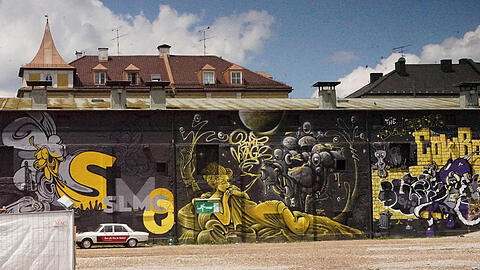 Ein Hot-Spot der Graffiti-Szene in München: der Viehhof. Hier das Wandgemälde von Mister Gum.