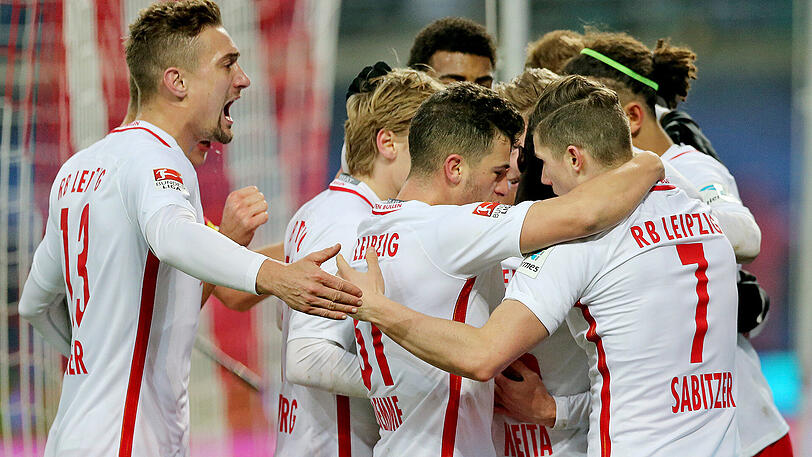 So wollen die Spieler von RB Leipzig auch am Mittwoch in der Allianz Arena jubeln.