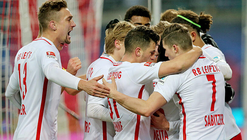 So wollen die Spieler von RB Leipzig auch am Mittwoch in der Allianz Arena jubeln.