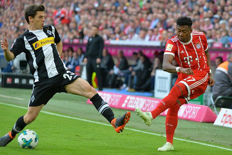 David Alaba: Note 2- Erster Einsatz seit dem 6:0 gegen Dortmund Ende März. Hatte zwei Wochen gefehlt, das merkte man dem Linksverteidiger an. Zu wenig Tempo, zu wenig Genauigkeit im Spiel. Versuchte Sommer mit einem Freistoß zu überlisten &ndash; gehalten (45.). Überwand ihn dann mit einem satten Rechtsschuss ins lange Eck (68.). War nach Müllers Auswechslung Kapitän.