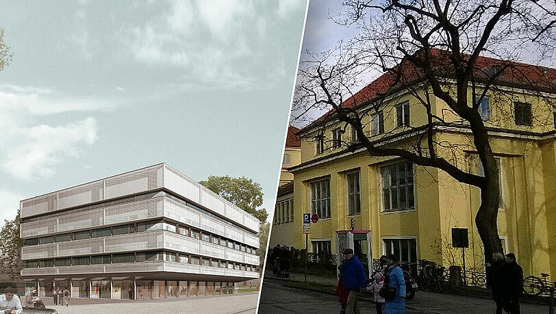 Rechts die alte Tierklinik, links der Entwurf für das neue Nano-Institut. Rechts die alte Tierklinik, links der Entwurf für das neue Nano-Institut.