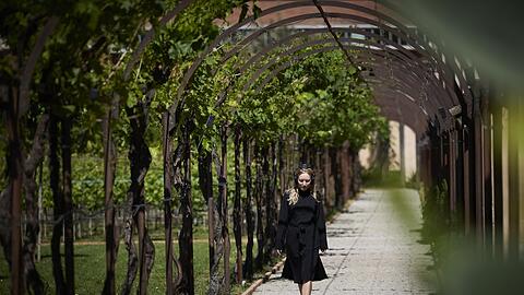 Hildegard von Bingen hat K&uuml;nstler zu neuen Kl&auml;ngen inspiriert: Mit Headsets geht es durch einen idyllischen Klostergarten.
