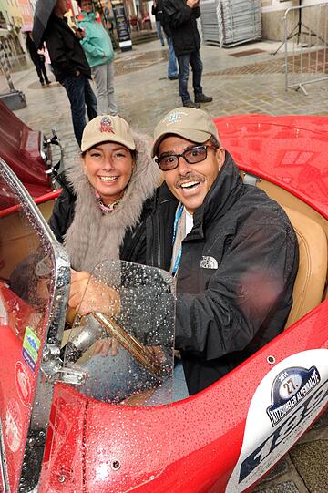 Maria Höfl-Riesch, Felix Baumgartner und Johann bei der Alpenrallye in Kitzbühel 2014. Die Bilder.