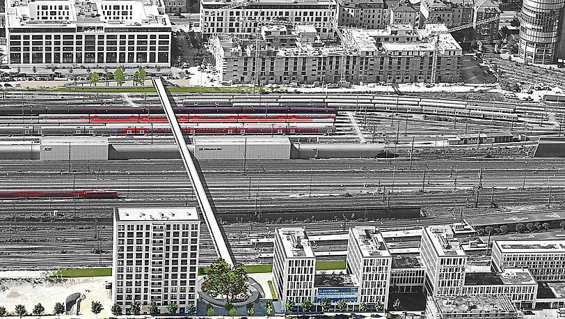Soll die Maxvorstadt mit der Schwanthalerhöhe verbinden: der Arnulfsteg östlich von der Donnersbergerbrücke.