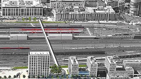 Soll die Maxvorstadt mit der Schwanthalerhöhe verbinden: der Arnulfsteg östlich von der Donnersbergerbrücke.