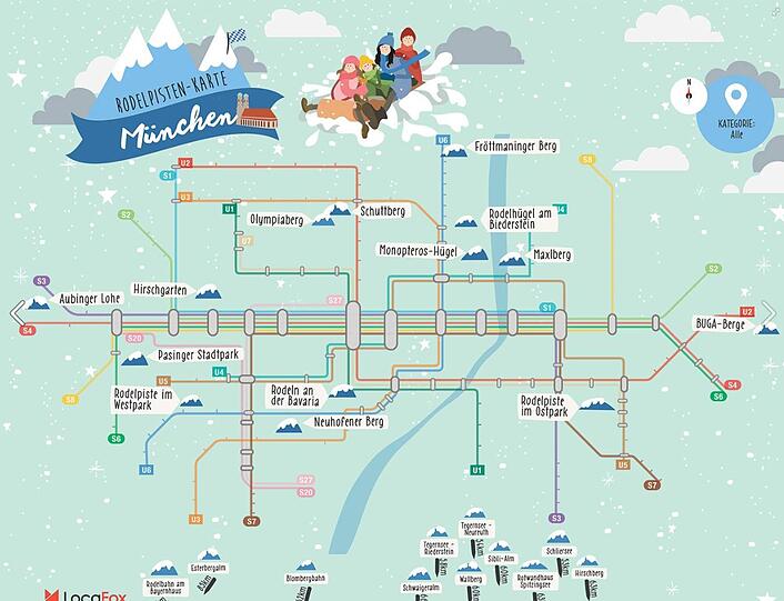 Auch ohne gleich in die Alpen fahren zu müssen, kommen Knirpse, Halbstarke und sogar todesmutige Schlittenfahrer in München und Umgebung auf ihre Kosten.
