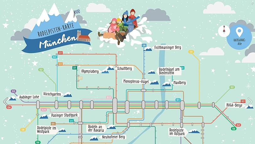 Auch ohne gleich in die Alpen fahren zu müssen, kommen Knirpse, Halbstarke und sogar todesmutige Schlittenfahrer in München und Umgebung auf ihre Kosten. Auch ohne gleich in die Alpen fahren zu müssen, kommen Knirpse, Halbstarke und sogar todesmutige Schlittenfahrer in München und Umgebung auf ihre Kosten.