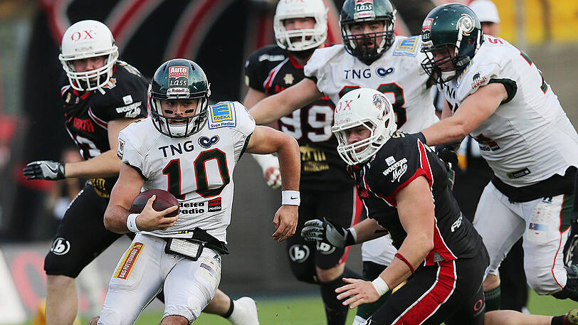 Szene aus dem Playoff-Halbfinale der German Football League (GFL) 2016/17 zwischen Kiel und Braunschweig.
