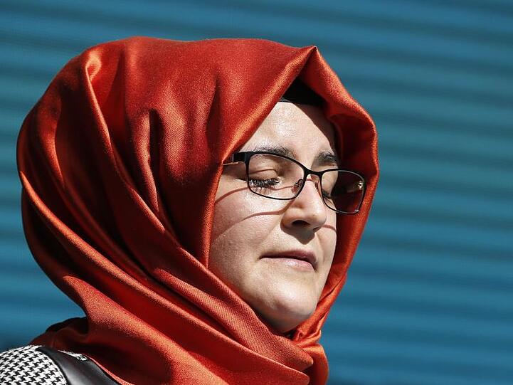 Hatice Cengiz, Verlobte des getöteten saudischen Journalisten Jamal Kashoggi, während einer Gedenkfeier.