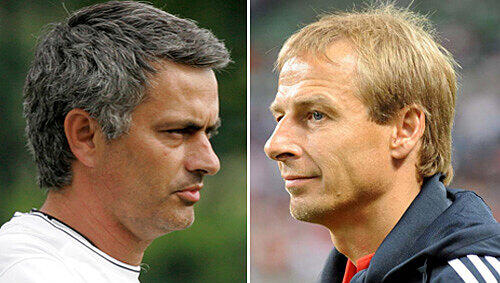 Der Schwabe Jürgen Klinsmann (re.) trifft mit seinem FC Bayern auf den Portugiesen Jose Mourinho. Der Schwabe Jürgen Klinsmann (re.) trifft mit seinem FC Bayern auf den Portugiesen Jose Mourinho.