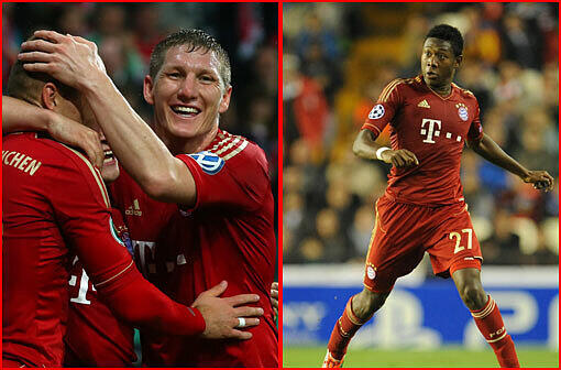 Bastian Schweinsteiger, David Alaba: 60 Prozent. Noch leicht untertourig, eher souverän als aufgekratzt. Tendenz steigend. Für Alaba wird es nach seiner Sperre 2012 das erste Endspiel. Schweinsteiger fährt sich erst kurz vor der Partie richtig hoch. Gedanken an Chelsea braucht er dafür nicht.