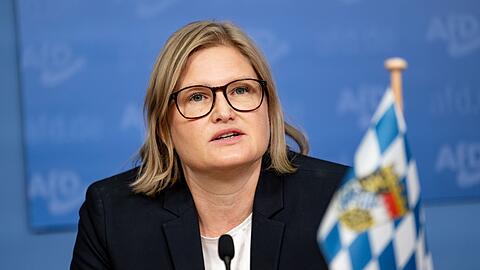 Katrin Ebner-Steiner (AfD) nimmt an einer Pressekonferenz teil.