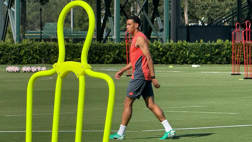 Beim Training: Jamal Musiala. Beim Training: Jamal Musiala.