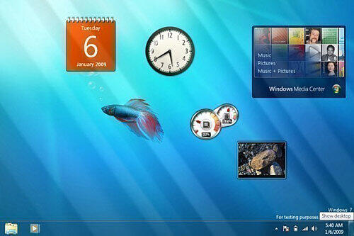 Bunte Gadgets auf dem Bildschirm. Mit Windows 7 kann man sie frei auf dem Desktop platzieren.