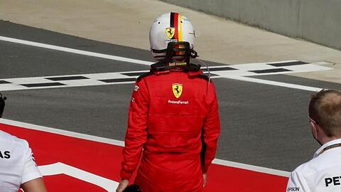 Ging auch beim zweiten Silverstone-Rennen leer aus: Ferrari-Pilot Sebastian Vettel (M).