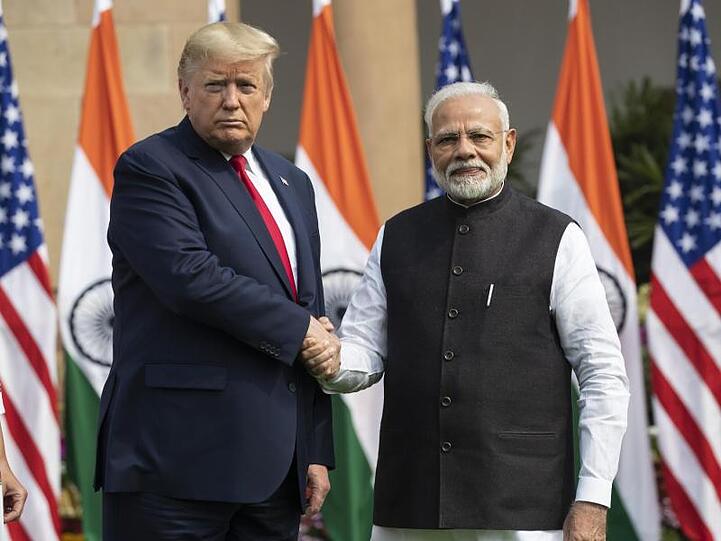 Donald Trump und Narendra Modi während ihres Treffens in Neu Delhi.
