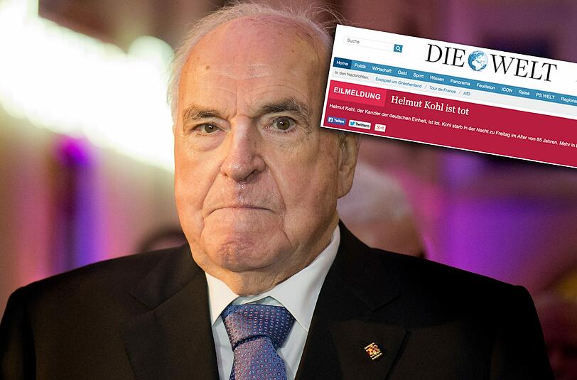 Bei Welt Online war Helmut Kohl kurz gestorben.