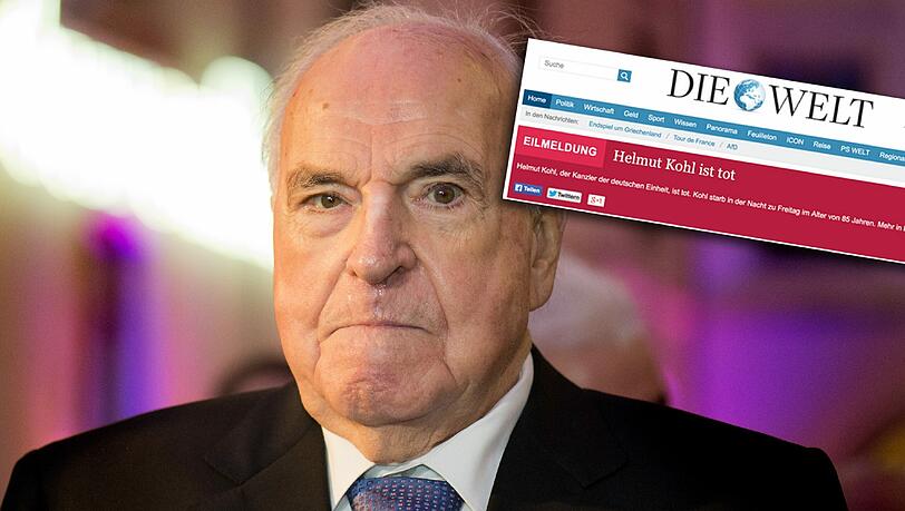 Bei Welt Online war Helmut Kohl kurz gestorben. Bei Welt Online war Helmut Kohl kurz gestorben.