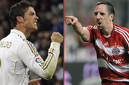 RIBÉRY - C. RONALDO: &bdquo;Natürlich ist der Franzose an einem guten Tag Weltklasse, das hat er oft genug bewiesen. Aber Linksaußen Ronaldo liegt eben ein wenig drüber. In Spanien schießt er alles kaputt, hat 41 Ligatreffer auf dem Konto. Es gibt nur einen Spieler auf der Welt, der besser ist: Messi. Und das sagt doch alles. Also doch ein Punkt für Cristiano Ronaldo.&ldquo; Stand: 4,5:4,5