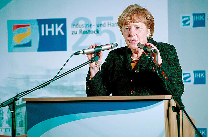 Bundeskanzlerin Merkel hat auf der Festveranstaltung der IHK Rostock auch über den Mindestlohn gesprochen.