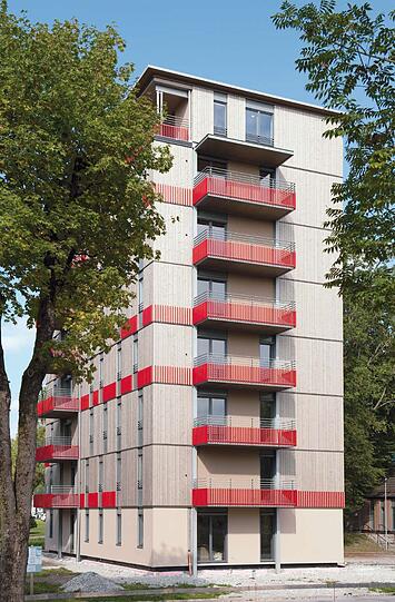 Vorbild Bad Aibling: Dort steht
dieses Holzhochhaus.