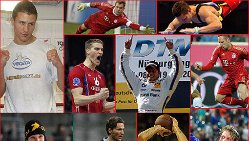 Im Jahr 2012 stehen Franck Ribéry, Manuel Neuer und Chevon Troutman im Mittelpunkt, bei Olympia in London glänzt Kunstturner Marcel Nguyen. Vom TSV 1860 ist Benny Lauth dabei. Im Jahr 2012 stehen Franck Ribéry, Manuel Neuer und Chevon Troutman im Mittelpunkt, bei Olympia in London glänzt Kunstturner Marcel Nguyen. Vom TSV 1860 ist Benny Lauth dabei.