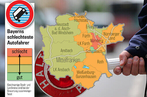 Rot, gelb oder grün? Eine Übersicht über das vermeintliche Können der bayerischen Autofahrer.