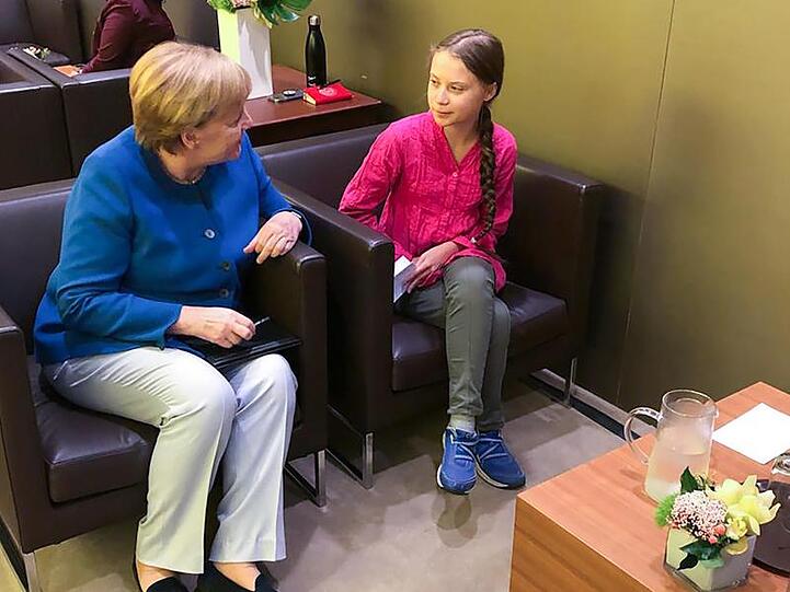 Kanzlerin Angela Merkel trifft sich am Rande des UN-Klimagipfels mit Greta Thunberg.