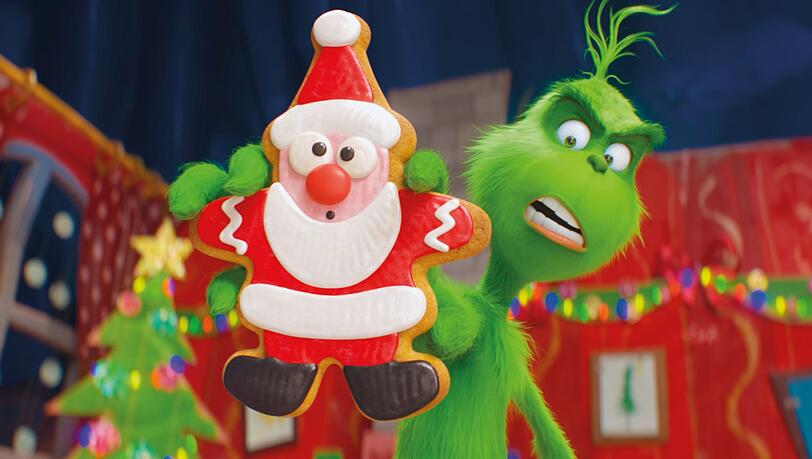 Schaut Euch den Fröhlichkeitskitsch an! Aber ich zeig's Euch!, droht der Grinch und hat einen Antiweihnachtsplan! Schaut Euch den Fröhlichkeitskitsch an! Aber ich zeig's Euch!, droht der Grinch und hat einen Antiweihnachtsplan!