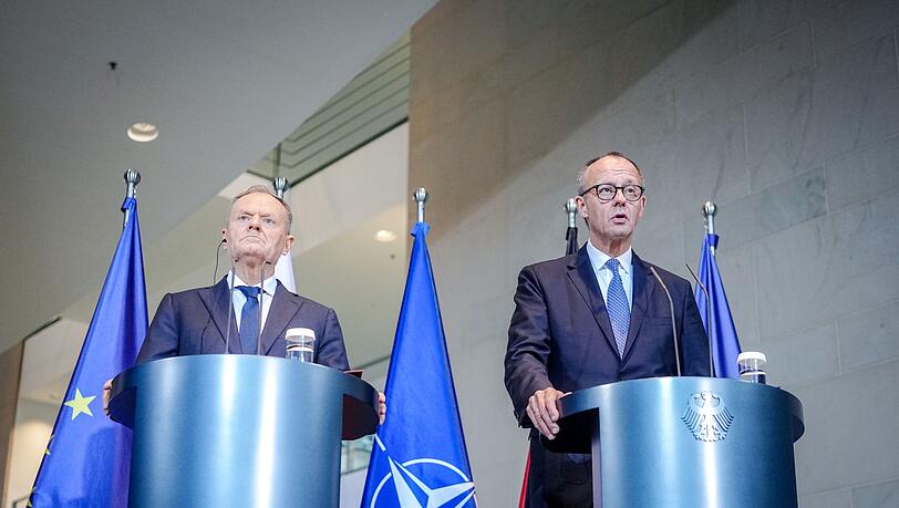 Beim Thema Ukraine beschworen Polens Ministerpräsident Donald Tusk und Kanzler Friedrich Merz Einigkeit.