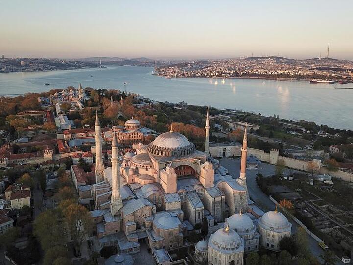 Eine Luftaufnahme der Hagia Sophia in Istanbul.
