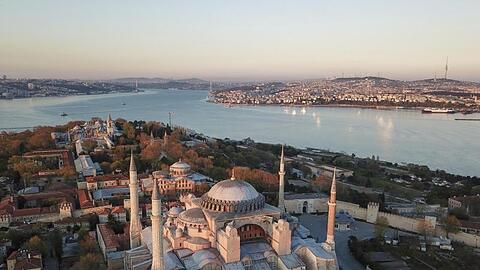 Eine Luftaufnahme der Hagia Sophia in Istanbul.