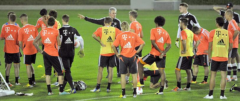Die Bayern beim Abendtraining.