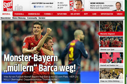 Bildliche Sprache bei Sport Bild: "Monster-Bayern"