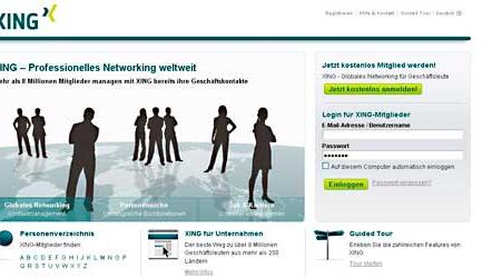 Starrseite des Karriere-Portals Xing. Starrseite des Karriere-Portals Xing.